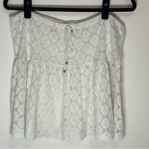 J. Valdi White Lace Drawstring Beach Skirt Size L - Picture 1 of 6